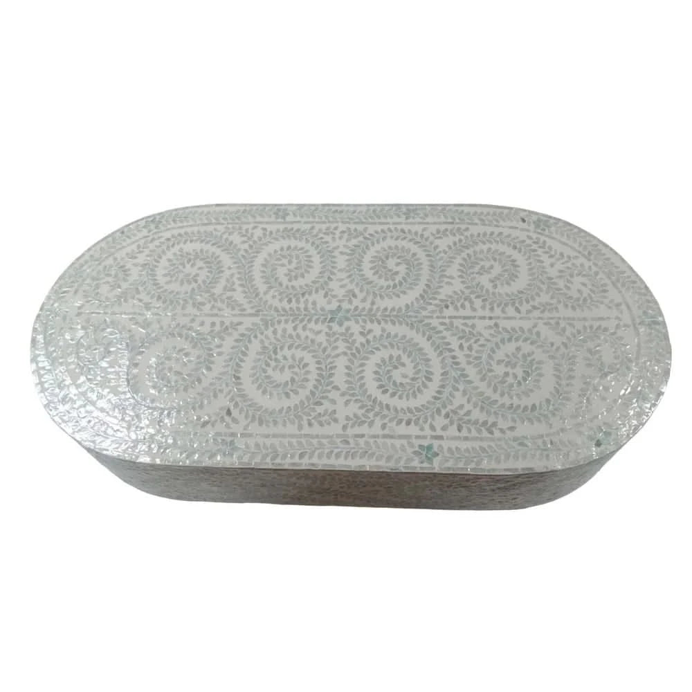 LEILANI OVAL MOTHER OF PEARL COFFEE TABLE - MyChocolateWood