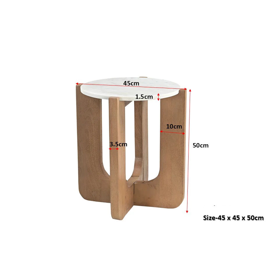 Nadia Mango Hardwood & Marble Lamp Table / Side Table