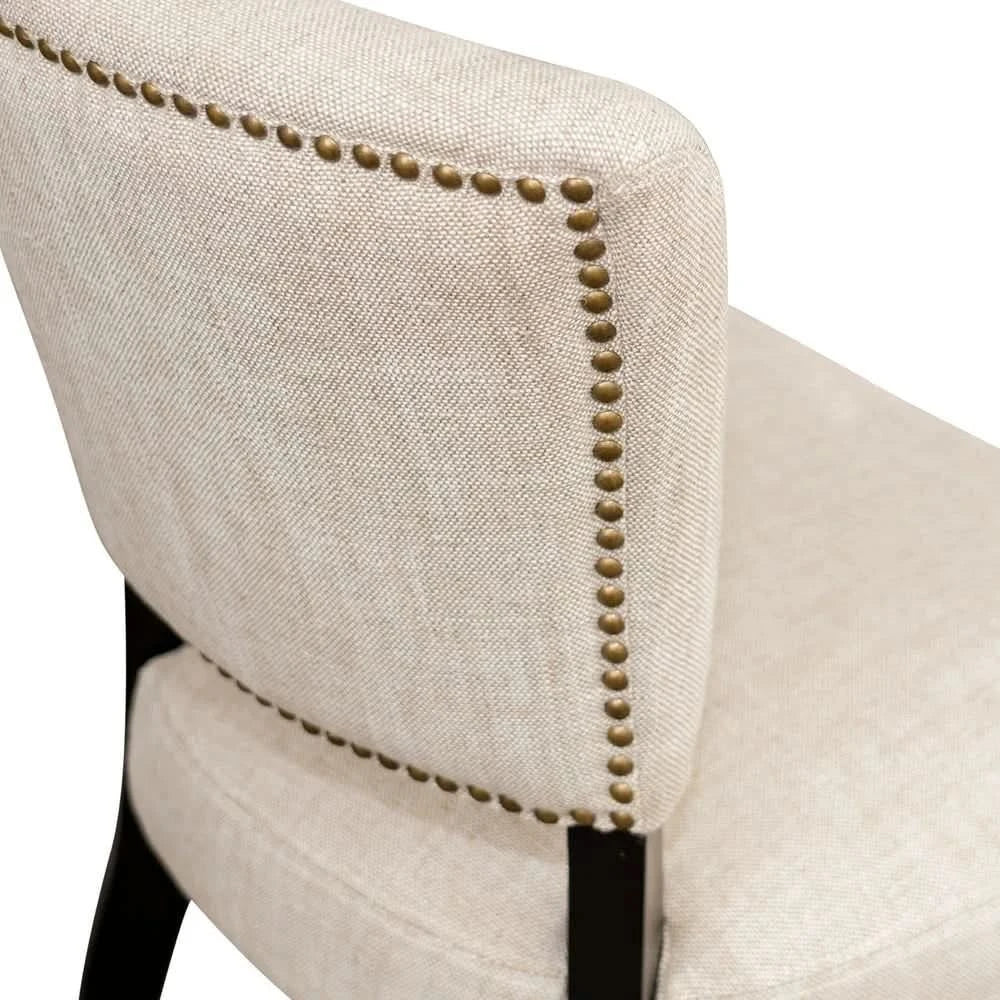 SET OF 2 CAVENDISH LINEN DINING CHAIR BEIGE/BLACK - MyChocolateWood