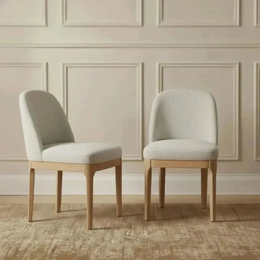 SET OF 2 DURAM LINEN DINING CHAIRS NATURAL/OATMEAL