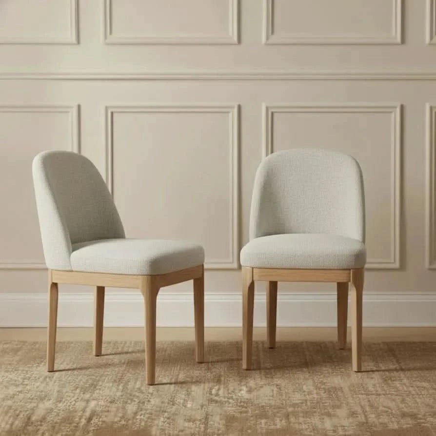SET OF 2 DURAM LINEN DINING CHAIRS NATURAL/OATMEAL - MyChocolateWood