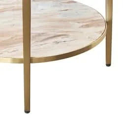 MELINA ROUND SIDE TABLE/BEDSIDE TABLE PINK MARBLE/GOLD STAINLESS STEEL - MyChocolateWood