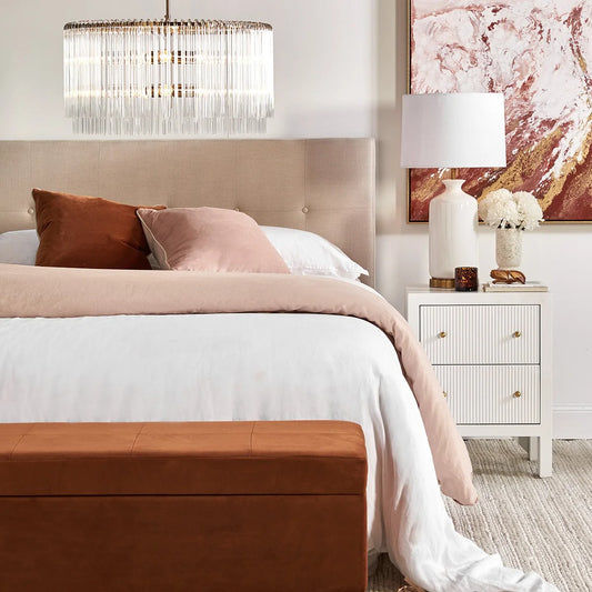 JAYLA SMALL WHITE  2-DRAWER BEDSIDE TABLE - MyChocolateWood