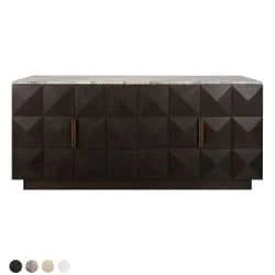 HAMPSHIRE RIVER BROWN MARBLE/SMOKED OAK 4-DOOR BUFFET/SIDEBOARD - MyChocolateWood