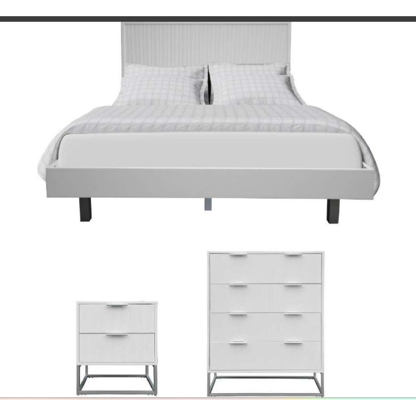 Snowdon Acacia Art Deco Bed in White - Chocolate Wood