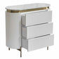 DENEUVE 3 DRAWER CHEST OF DRAWERS WHITE WITH CARRARA MARBLE TOP - MyChocolateWood