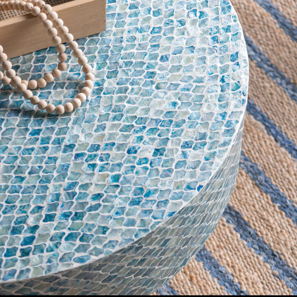 CONCH ROUND SHELL COFFEE TABLE - MyChocolateWood