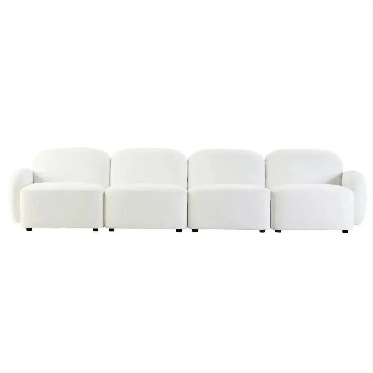 Lorelei 4-Seater Modular Chenille Sofa in White - Chocolate Wood