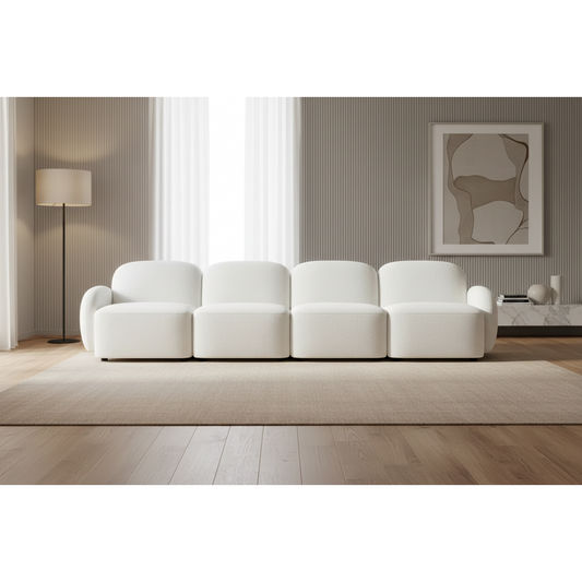 LORELEI 4-SEATER MODULAR SOFA CHENILLE - WHITE - MyChocolateWood