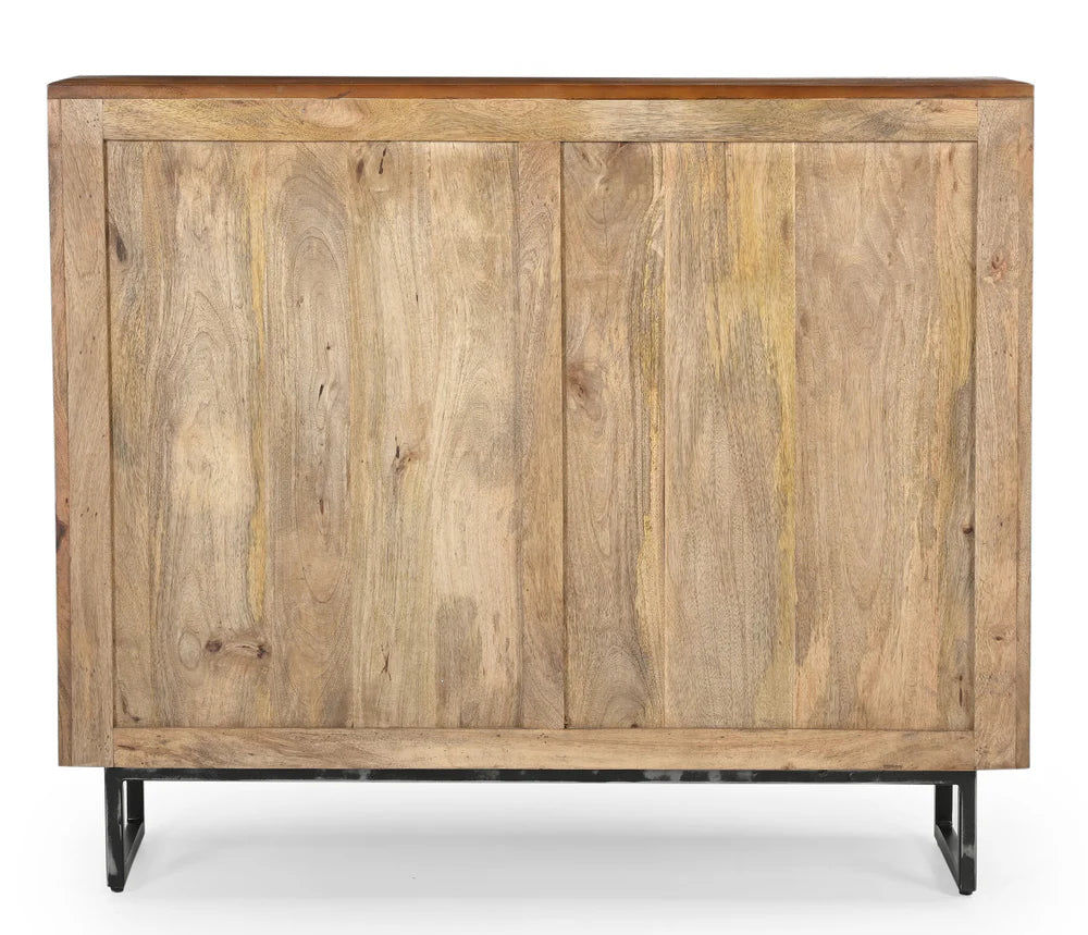 COWHIDE & MANGO HARDWOOD CHEST OF 10 DRAWERS 2 DOORS BOHO PATCHWORK  BEACHSIDE HAMPTONS - MyChocolateWood