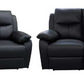 LANCY PREMIUM LEATHER 3 SEATER RECLINER SOFA + 2-SINGLE MANUAL RECLINER  ARMCHAIRS BLACK - MyChocolateWood