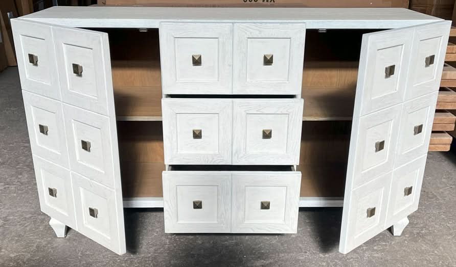 CHIKO VINTAGE STYLE 2-DOOR 3-DRAWER SIDEBOARD/BUFFET BLACK - MyChocolateWood
