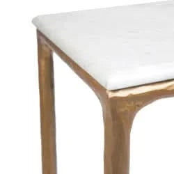 SOREN MARBLE RECTANGULAR COFFEE TABLE - BRASS FRAME 120CM - MyChocolateWood