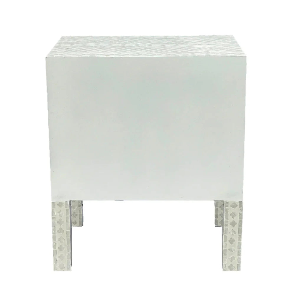 DEENA MOTHER OF PEARL 2-DRAWER BEDSIDE TABLE CREAM HUE - MyChocolateWood