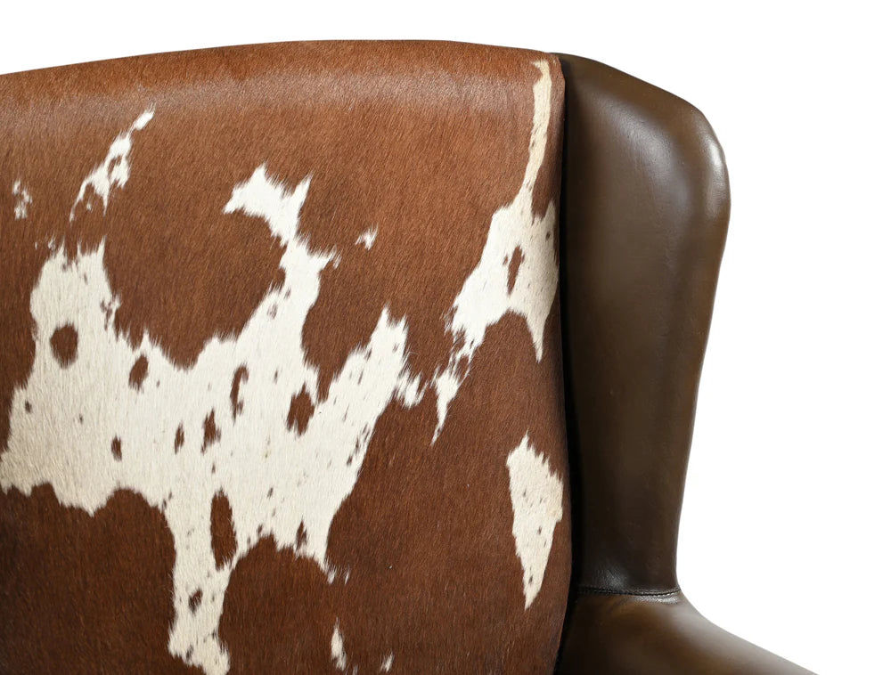 ABE HAND MADE COWHIDE & GENUINE LEATHER ARMCHAIR - MyChocolateWood