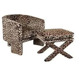 GRETCHEN LEOPARD CHENILLE ARMCHAIR - MyChocolateWood