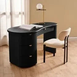 DELMAR ASHWOOD VENEER 4-DRAWER HOME OFFICE DESK/ STUDENT DESK BLACK - MyChocolateWood