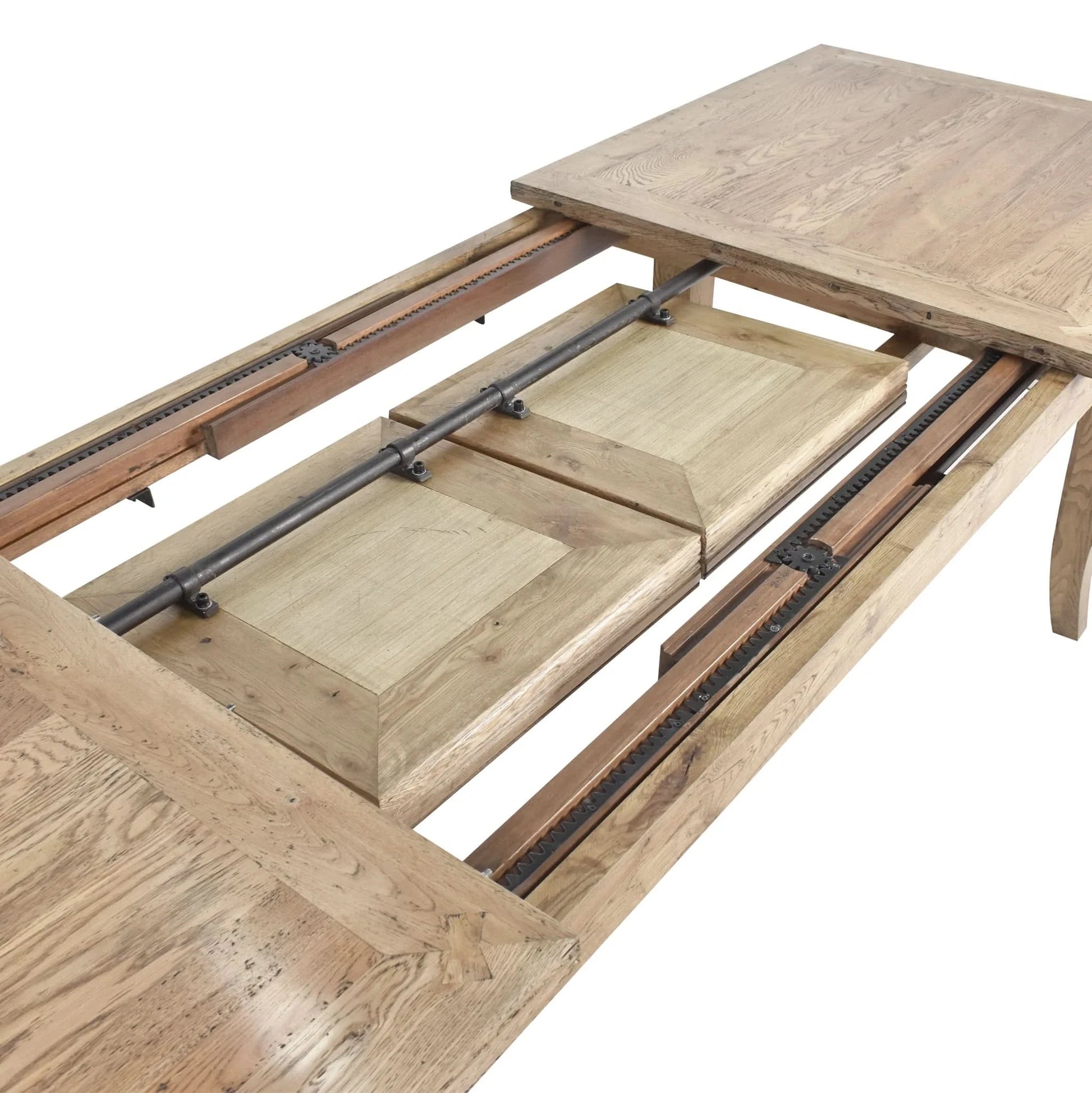 MAGGIO CURVED LEG OAK DOUBLE EXTENSION DINING TABLE W210/260/310 - MyChocolateWood