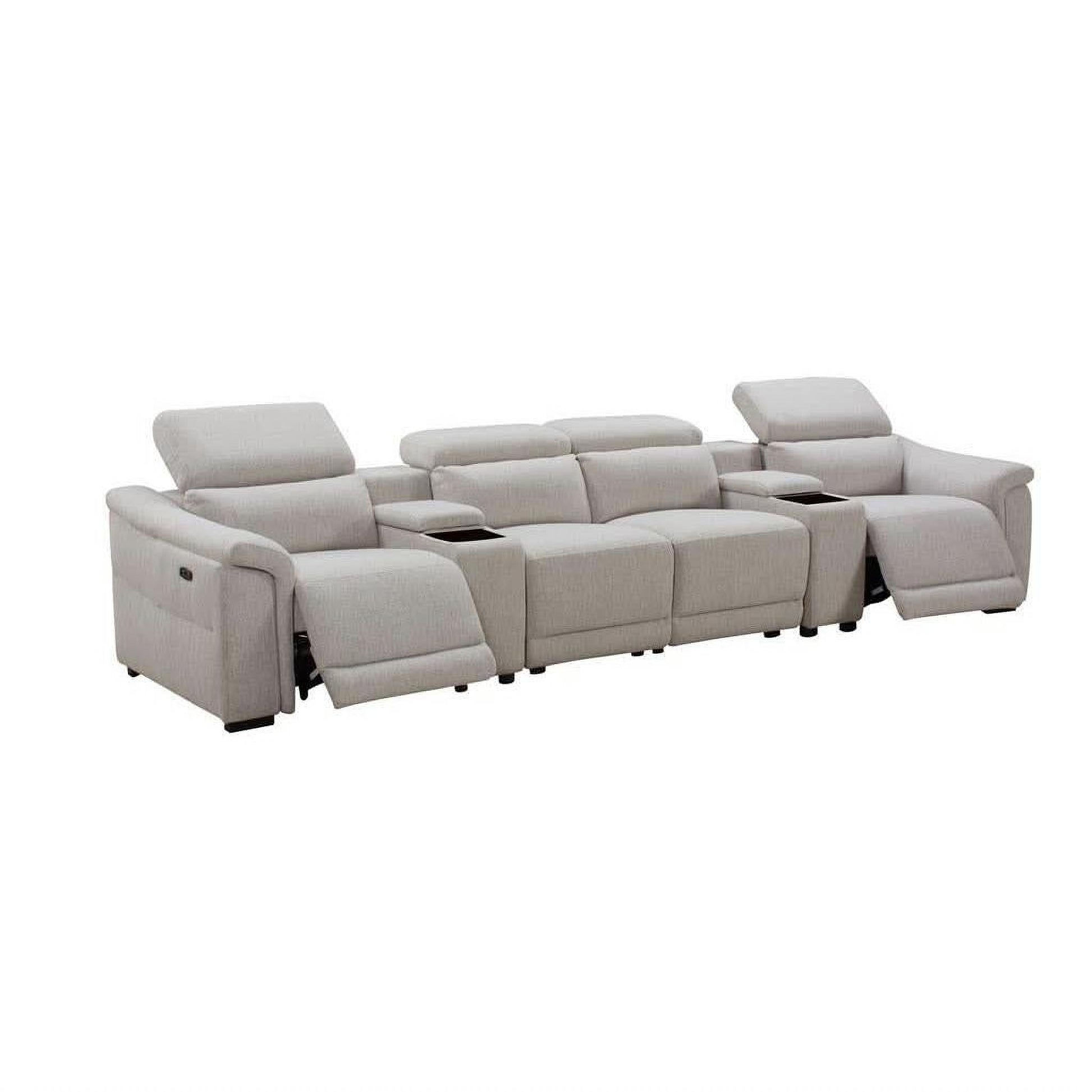 Galleria 4-Seater Home Theatre Sofa in Light Grey - Chocolate Wood