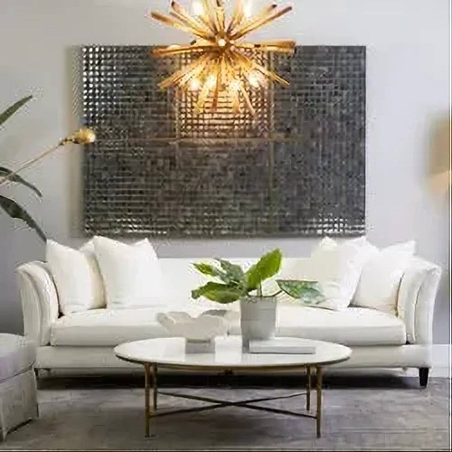 SOREN MARBLE ROUND COFFEE TABLE - BRASS FRAME DIA:120CM
