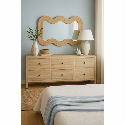 JOELLE 6-DRAWER DRESSER/CHEST OF 6 DRAWERS DISTRESSED RUSTIC - MyChocolateWood
