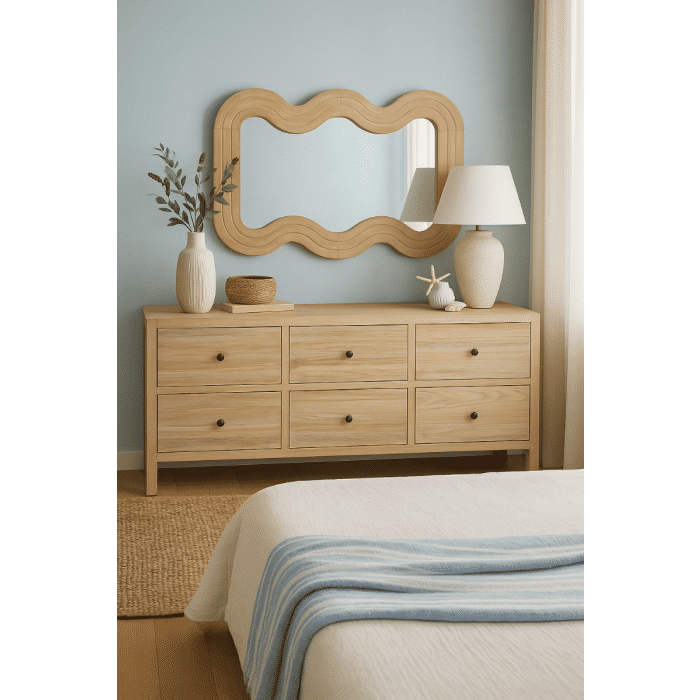 JOELLE 6-DRAWER DRESSER/CHEST OF 6 DRAWERS DISTRESSED RUSTIC - MyChocolateWood
