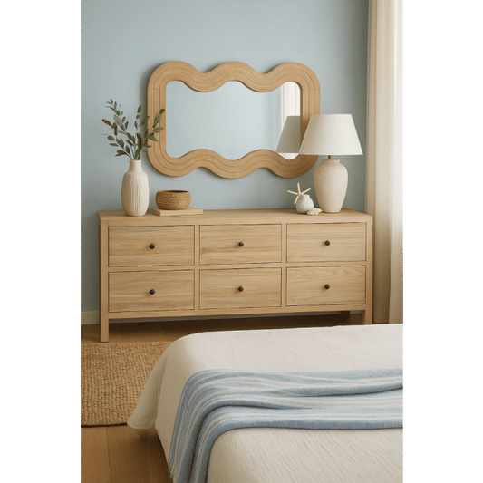 JOELLE 6-DRAWER DRESSER/CHEST OF 6 DRAWERS DISTRESSED RUSTIC - MyChocolateWood