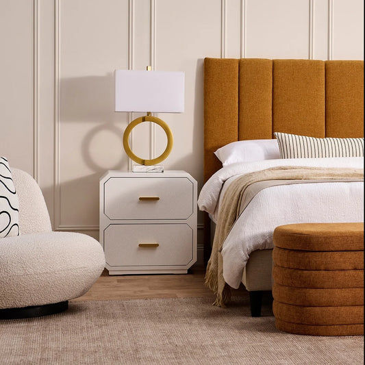 DELGARDO HAMPTON STYLE 2-DRAWER BEDSIDE TABLE WHITE - MyChocolateWood