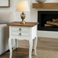 Astrid Quality Mahogany 2-Drawer Antique Side Table/Lamp Table White/Natural