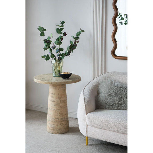 BARDOT ROUND CEMENT SIDE TABLE/LAMP TABLE NATURAL - MyChocolateWood