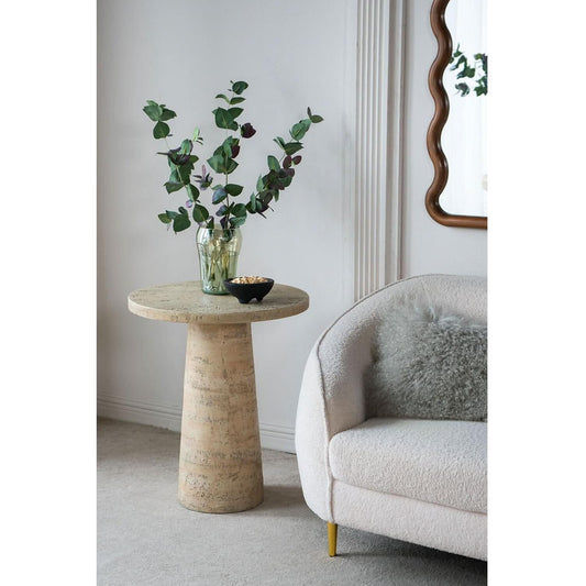 BARDOT ROUND CEMENT SIDE TABLE/LAMP TABLE NATURAL
