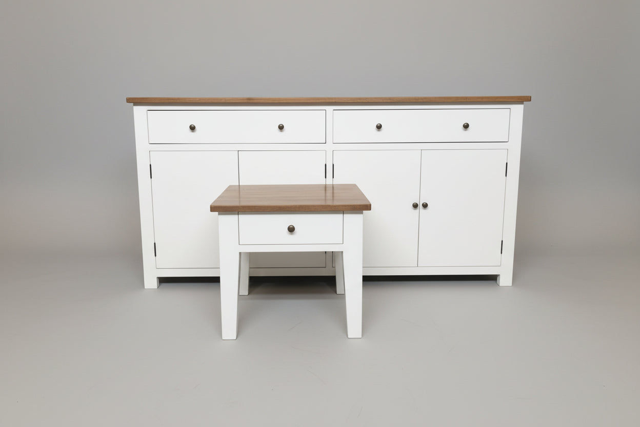 MERINE NATURAL OAK TOP/WHITE BASE 1-DRAWER SIDE TABLE/LAMP TABLE/BEDSIDE TABLE - MyChocolateWood