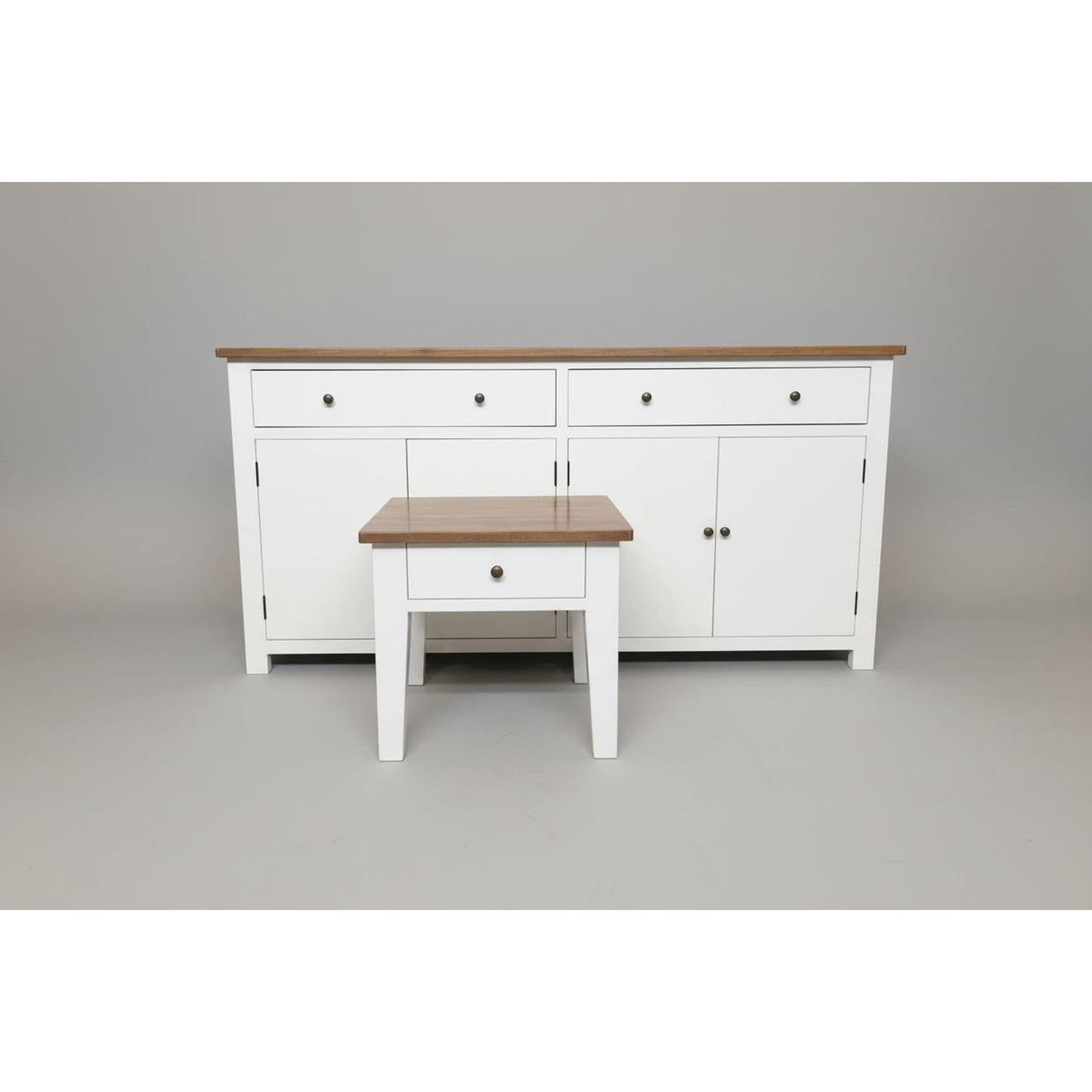 MERINE NATURAL OAK TOP/WHITE BASE 1-DRAWER SIDE TABLE/LAMP TABLE/BEDSIDE TABLE