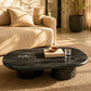 Sable Handmade Coffee Table - Mango Hardwood Top with Marble Inset Detail & Solid Marble Legs