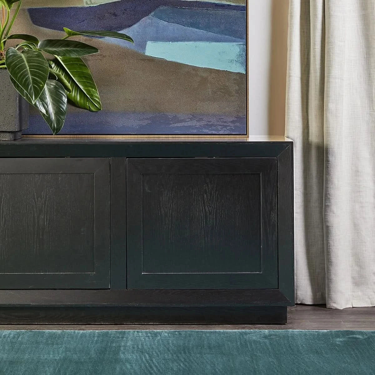 CARLSON OAK WOOD BLACK BUFFET/SIDEBOARD 200CM - MyChocolateWood