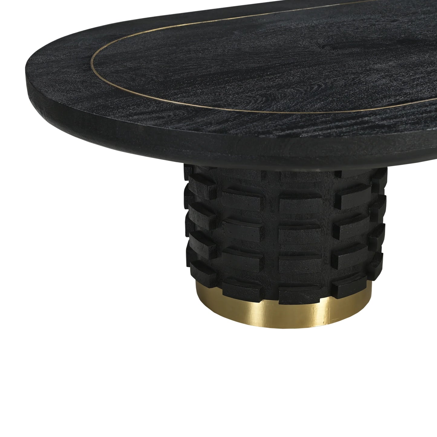Raven Handmade Solid Mango Column Coffee Table with Gold Accents
