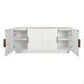 Hampshire 4-Door Buffet in White Oak with River Brown Marble Top - Chocolate Wood