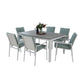 CHIMINO 7 PIECE OUTDOOR DINING SET WHITE/MIST GREEN - MyChocolateWood