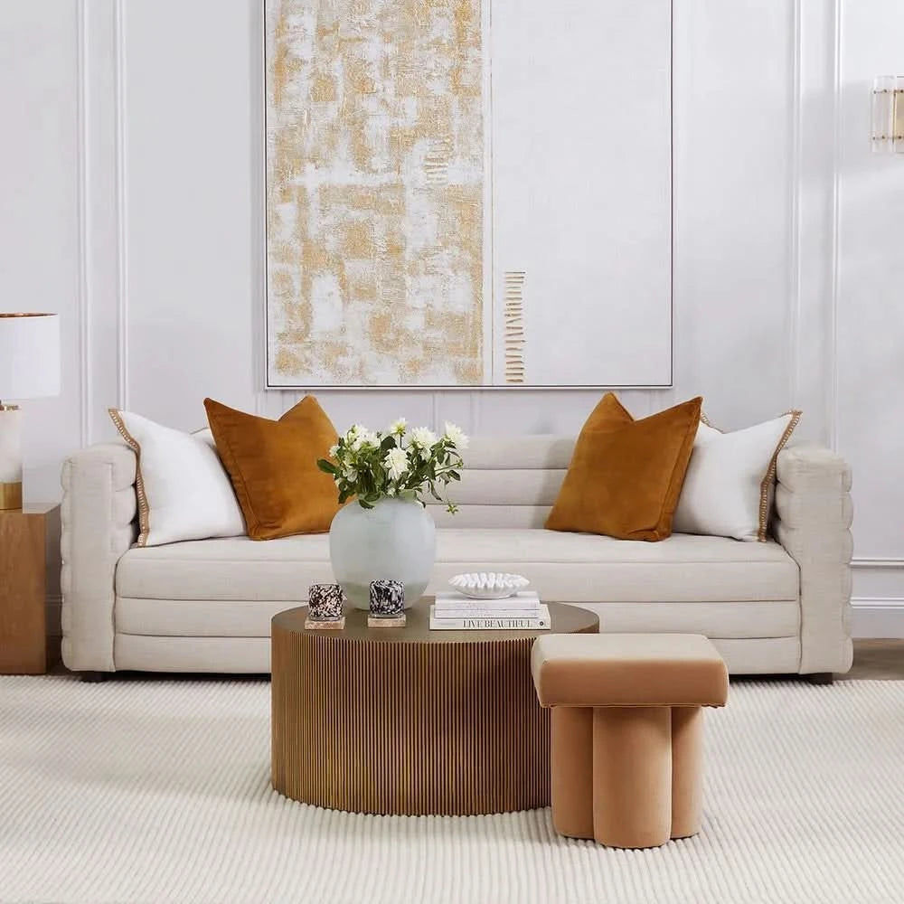 MEREDITH 3-SEATER BOUCLE SOFA WHITE - MyChocolateWood