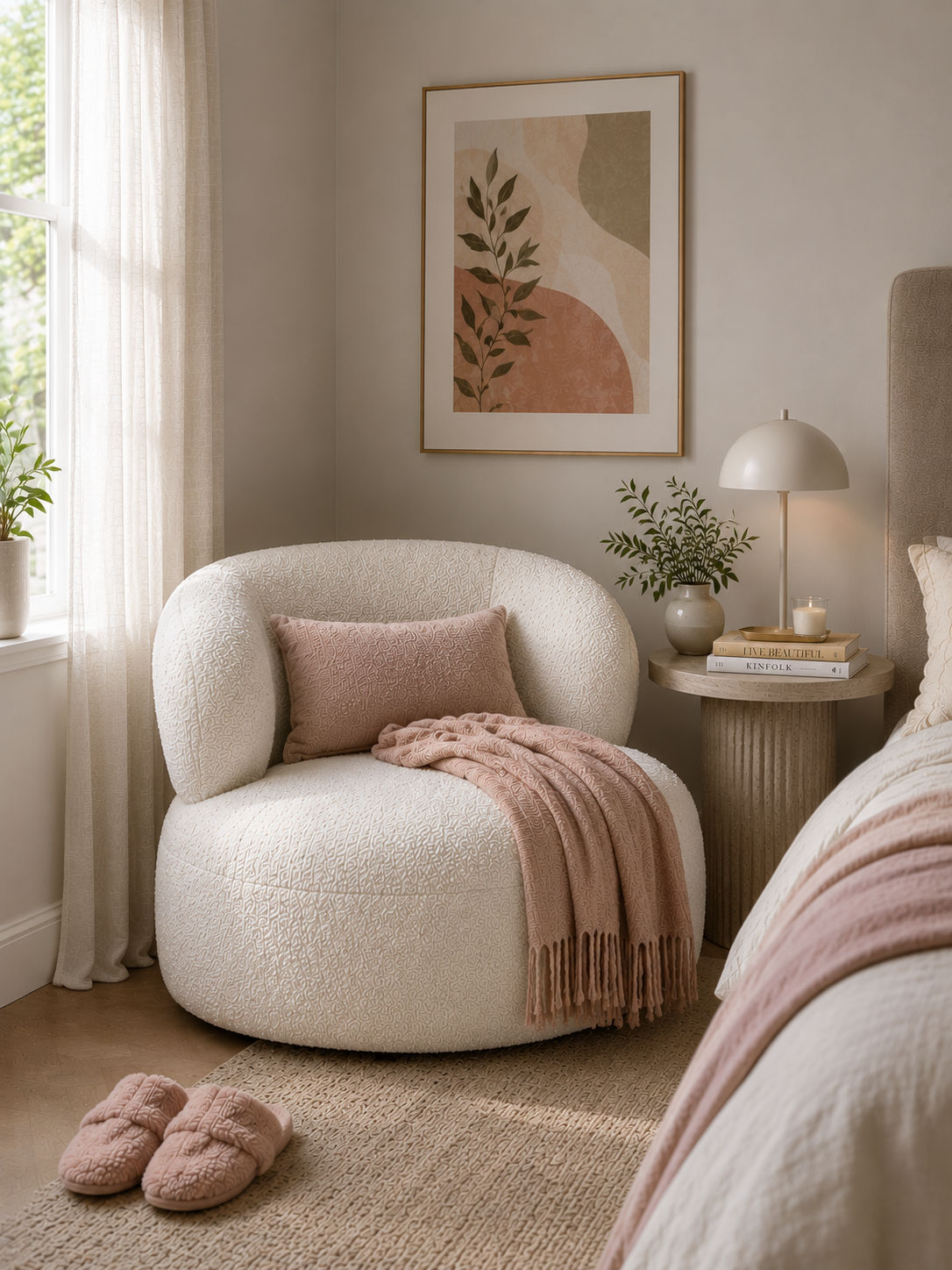 Daventry Ashwood/Fine Boucle Occasional Chair/Lounge Chair - Snow