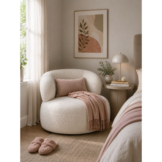 Daventry Ashwood/Fine Boucle Occasional Chair/Lounge Chair - Snow