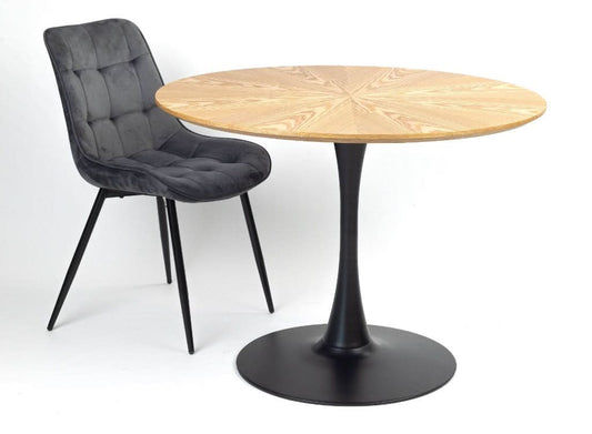 RENI VELVET FABRIC DINING CHAIR GREY - MyChocolateWood
