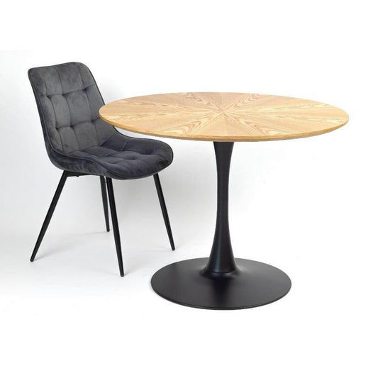 RENI VELVET FABRIC DINING CHAIR GREY - MyChocolateWood