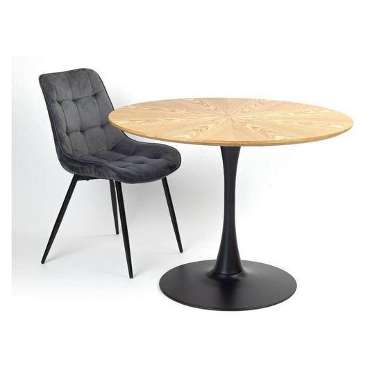RENI VELVET FABRIC DINING CHAIR GREY