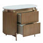 DENEUVE BEDSIDE TABLE ANTIQUE GOLD WITH CARRARA MARBLE TOP - MyChocolateWood