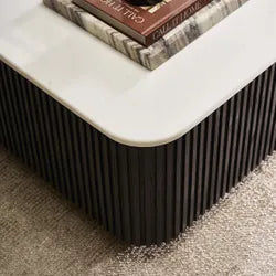 VERWOOD BRUSHED BLACK OAK WOOD BASE/SIVEC WHITE MARBLE TOP  COFFEE TABLE - MyChocolateWood