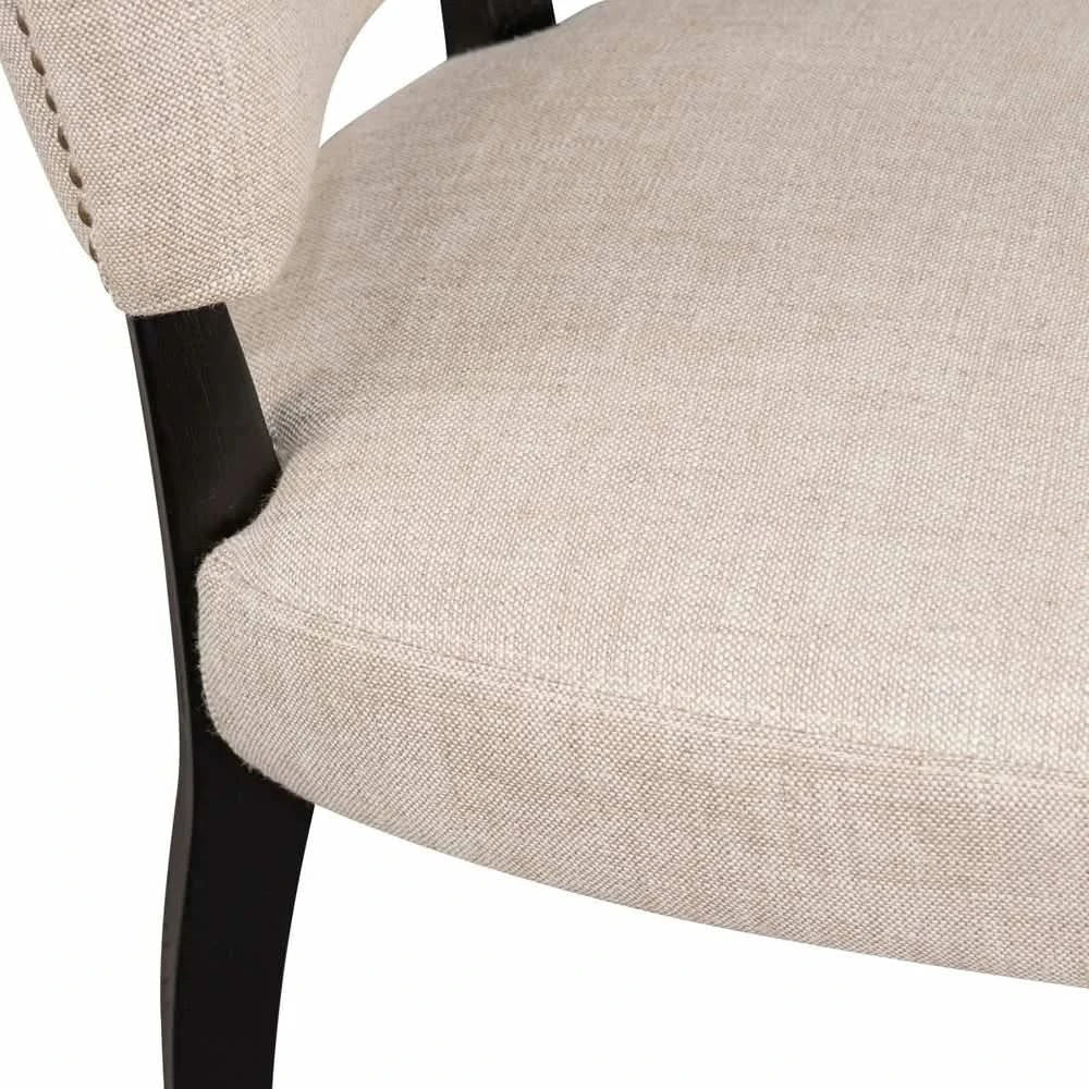 SET OF 2 CAVENDISH LINEN DINING CHAIR BEIGE/BLACK - MyChocolateWood