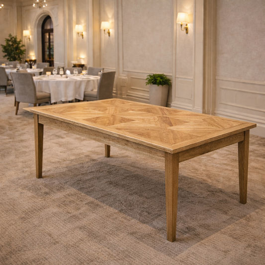 DUTCHY FRENCH PROVINCIAL STYLE DINING TABLE WITH PARQUETRY PATTERN 200 CM - MyChocolateWood