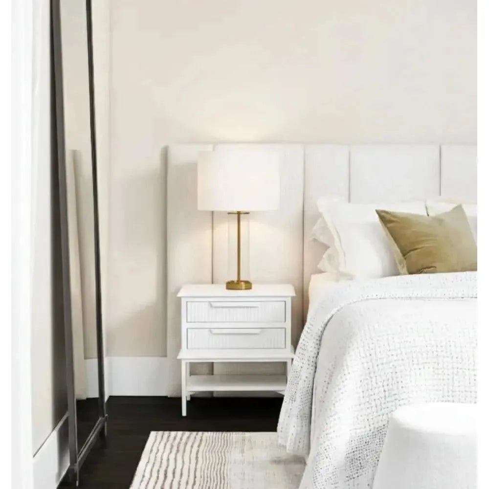 MORETTI 2-DRAWER BEDSIDE TABLE SATIN WHITE SMALL - MyChocolateWood