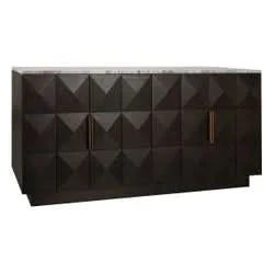 HAMPSHIRE RIVER BROWN MARBLE/SMOKED OAK 4-DOOR BUFFET/SIDEBOARD - MyChocolateWood